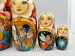 7 5 Pc, Nativity Christmas Hand Made Russian Matryoshka Nesting Doll Set 357