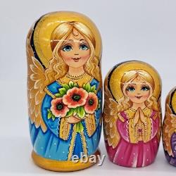 7 Angel Nesting dolls Matryoshka 5 in 1 Russian Doll Handmade Ukraine Exclusive