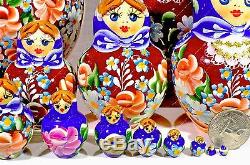 7 Author's Gorgeous 15 Piece Set Russian Matryoshka Nesting Dolls 15pcs