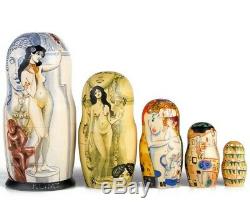 7 Klimt Allegory of Sculpture Nesting Doll. Hand Painted Russian Matryoshka