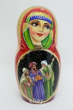 7 Nativity nesting doll Christmas matryoshka 5 in 1 HQ Hand painted Set C