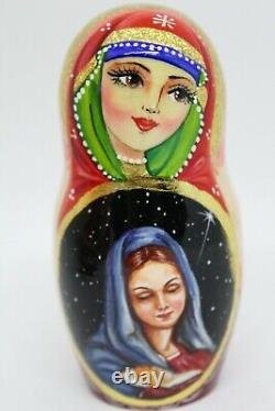 7 Nativity nesting doll Christmas matryoshka 5 in 1 HQ Hand painted Set C