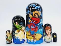 7 Peter nesting dolls Fairytale matryoshka Hand made 5 in 1 Artwork exclusive