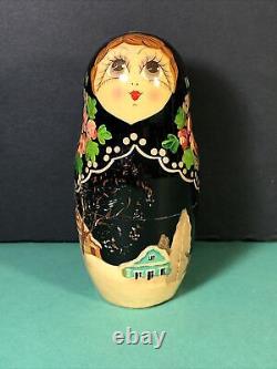 7 Piece Matryoshka 8.5 Tall Hand Painted Artist Signed Russian Nesting Dolls