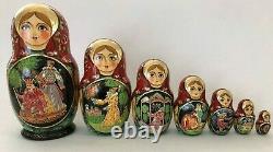 7-Piece Russian Traditional Handmade Nesting Doll Tsar Sultan Fairytale