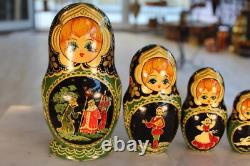 7 Pieces Fairy Tale Matryoshka Dolls Signed by artist