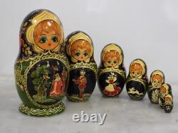 7 Pieces Fairy Tale Matryoshka Dolls Signed by artist