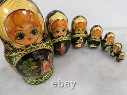 7 Pieces Fairy Tale Matryoshka Dolls Signed by artist