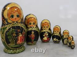 7 Pieces Fairy Tale Matryoshka Dolls Signed by artist