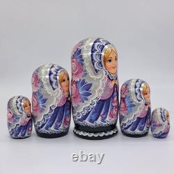 7 Purple Nesting dolls Classic Matryoshka 5 in 1 Russian girl Handmade Ukraine