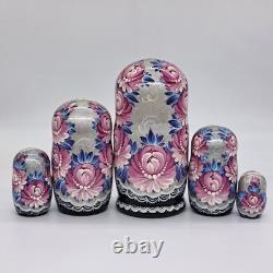 7 Purple Nesting dolls Classic Matryoshka 5 in 1 Russian girl Handmade Ukraine