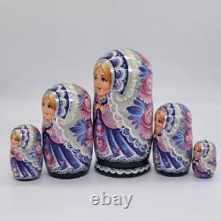 7 Purple Nesting dolls Classic Matryoshka 5 in 1 Russian girl Handmade Ukraine