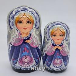 7 Purple Nesting dolls Classic Matryoshka 5 in 1 Russian girl Handmade Ukraine