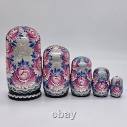 7 Purple Nesting dolls Classic Matryoshka 5 in 1 Russian girl Handmade Ukraine