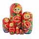 7 Nesting Dolls Large Russian Matryoshka Poppy Flowers, Cute Faces 8 Tall