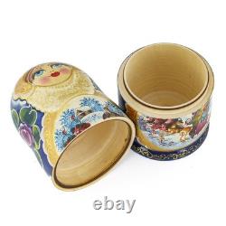 7-pc Russian Troika Matryoshka Wooden Nesting Doll Handmade Matreshka 8.7