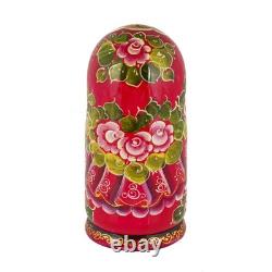 7-pc Traditional Russian Matryoshka Wooden Nesting Doll Handmade Matreshka 8.7