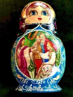 7pc Matryoshka Russian Nesting Dolls Fortune Teller Sergiev Posad Signed 6.5