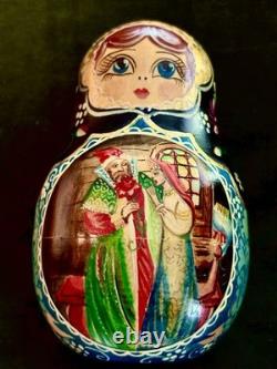 7pc Matryoshka Russian Nesting Dolls Fortune Teller Sergiev Posad Signed 6.5