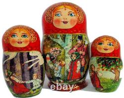 7pcs. Exclusive Russian Nesting Doll Magic Wild Geese Fairy tale By L Semenova