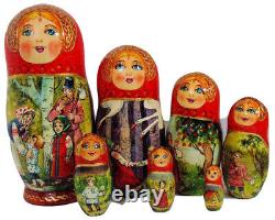 7pcs. Exclusive Russian Nesting Doll Magic Wild Geese Fairy tale By L Semenova