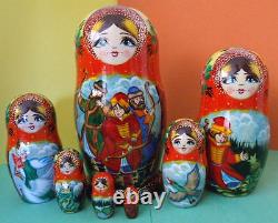 7pcs. Hand Painted Russian Nesting Doll FROG PRINCESS FAIRYTALE