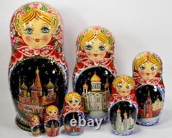 8 Authentic Russian Matryoshka Author's Nesting Dolls 7 Piece Set 7pcs Churches