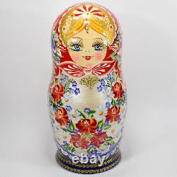 8 Authentic Russian Matryoshka Red Nesting Dolls 7 Piece Set 7pcs