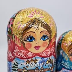 8 Nesting dolls Winter Matryoshka 7 in 1 Russian doll Handmade In Ukraine
