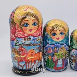 8 Nesting dolls Winter Matryoshka 7 in 1 Russian doll Handmade In Ukraine
