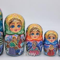 8 Nesting dolls Winter Matryoshka 7 in 1 Russian doll Handmade In Ukraine