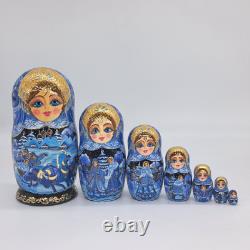 8 Nesting dolls Winter Matryoshka 7 in 1 Russian doll Handmade In Ukraine