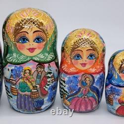 8 Nesting dolls Winter Matryoshka 7 in 1 Russian doll Handmade In Ukraine 2025