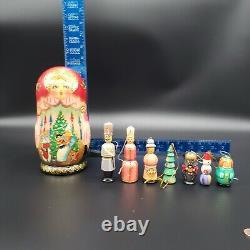 8 Russian Nesting Doll with Christmas 8 Ornament Lot. Nutcracker 3 headed rat