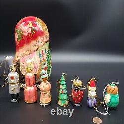 8 Russian Nesting Doll with Christmas 8 Ornament Lot. Nutcracker 3 headed rat