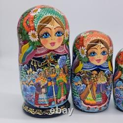 8 Ukrainian Christmas Nesting dolls 7 in 1 Art Russian doll Handmade In Ukraine