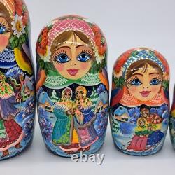 8 Ukrainian Christmas Nesting dolls 7 in 1 Art Russian doll Handmade In Ukraine