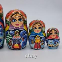 8 Ukrainian Christmas Nesting dolls 7 in 1 Art Russian doll Handmade In Ukraine