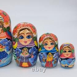 8 Ukrainian Christmas Nesting dolls 7 in 1 Russian doll Handmade In Ukraine