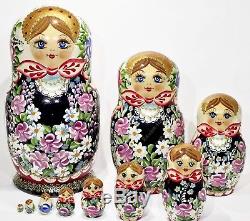 9.5 Big Russian Traditional Matryoshka Beautiful Stacking Nesting Dolls 10pcs