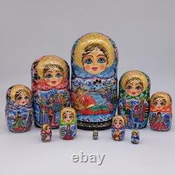 9 Nesting dolls Winter Matryoshka 10 in 1 Russian doll Handmade In Ukraine 2025