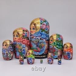 9 Nesting dolls Winter Matryoshka 10 in 1 Russian doll Handmade In Ukraine 2025