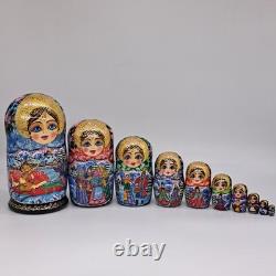 9 Nesting dolls Winter Matryoshka 10 in 1 Russian doll Handmade In Ukraine 2025