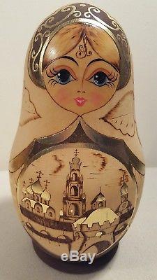 9 Pcs Russian Hand Painted Nesting Doll Magnificent Matryoshka MOSCOW SIGNED