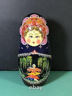 9 Piece Matryoshka 7.5 Tall Hand Painted Artistic Russian Nesting Dolls