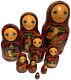 9 Piece Russian Matryoshka Nesting Dolls 1991 Hand Painted Folk Art