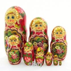 9 Poupées russes H21 Matriochka peint main signe Russian Nested Doll Gigognes