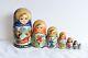 9 Russian Matryoshka Wooden Nesting Dolls Set Of 7 Winter Scenes Gold Paint (q)