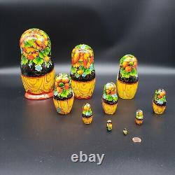 9 Russian Nesting Doll 10 pieces Floral Pattern