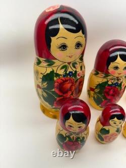 9 Wood Russian Nesting Dolls 8 Woman WithBaby with Red Flowers